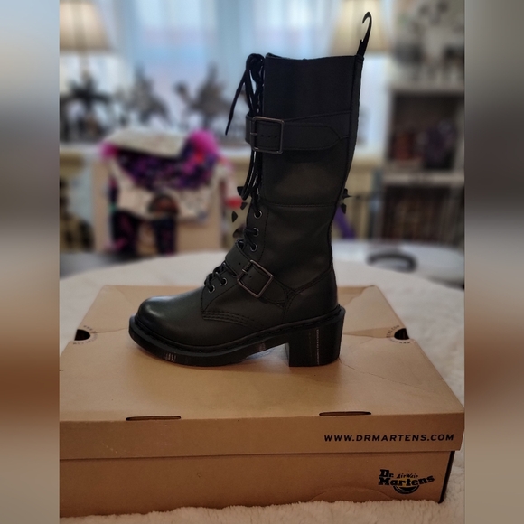 NIB Vintage RHTF Josefa Black Dr Martens Biker Women's Boots Buckles US Size 6 - Picture 2 of 6